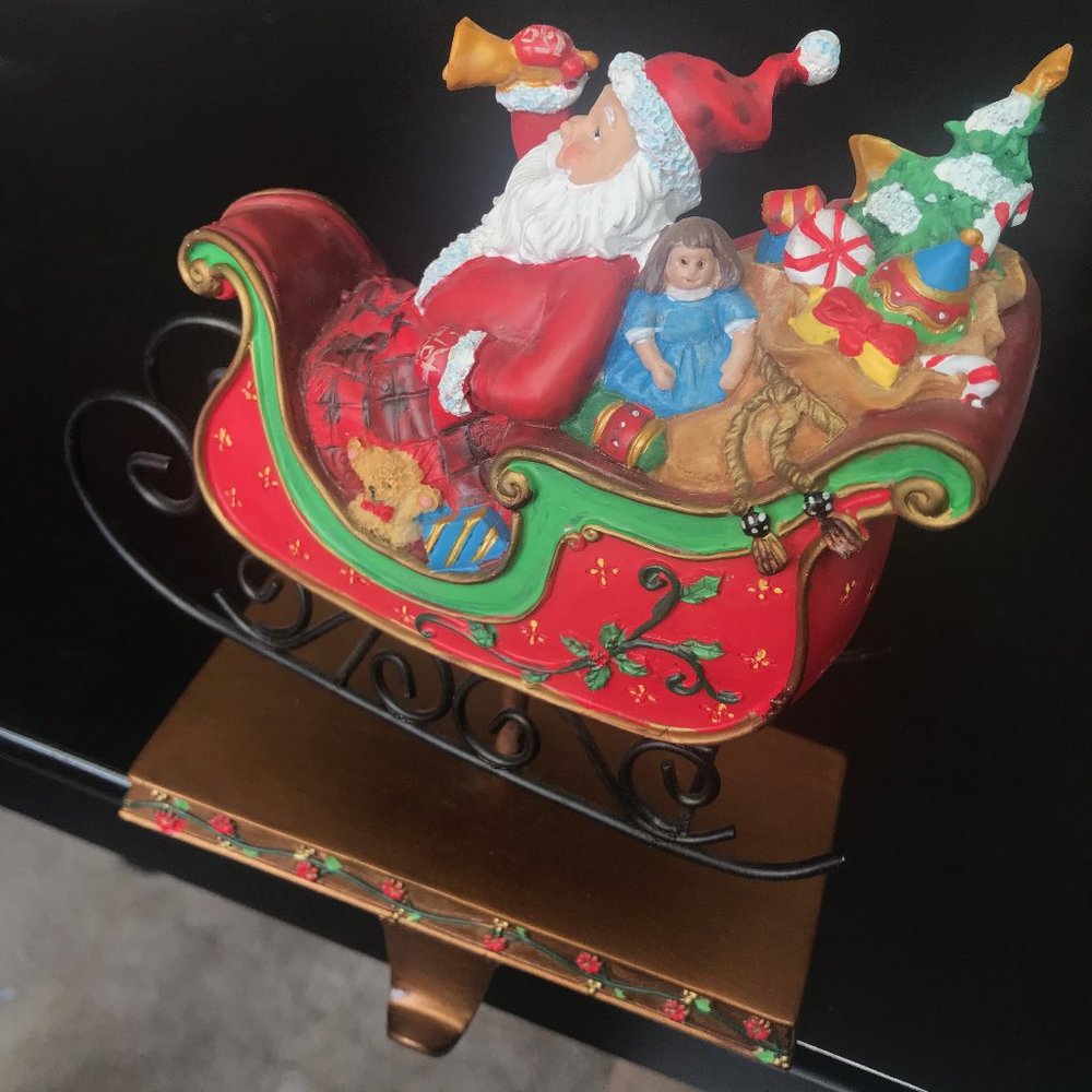 Vintage Santa Sleigh Christmas Stocking Hanger